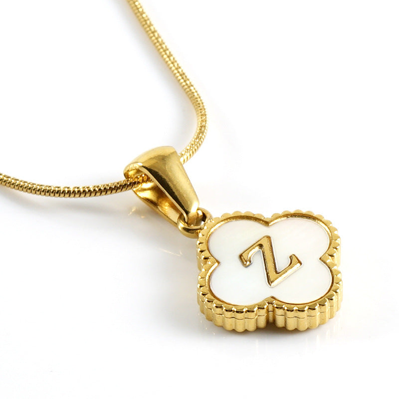 Letter Pendant Clover Necklace