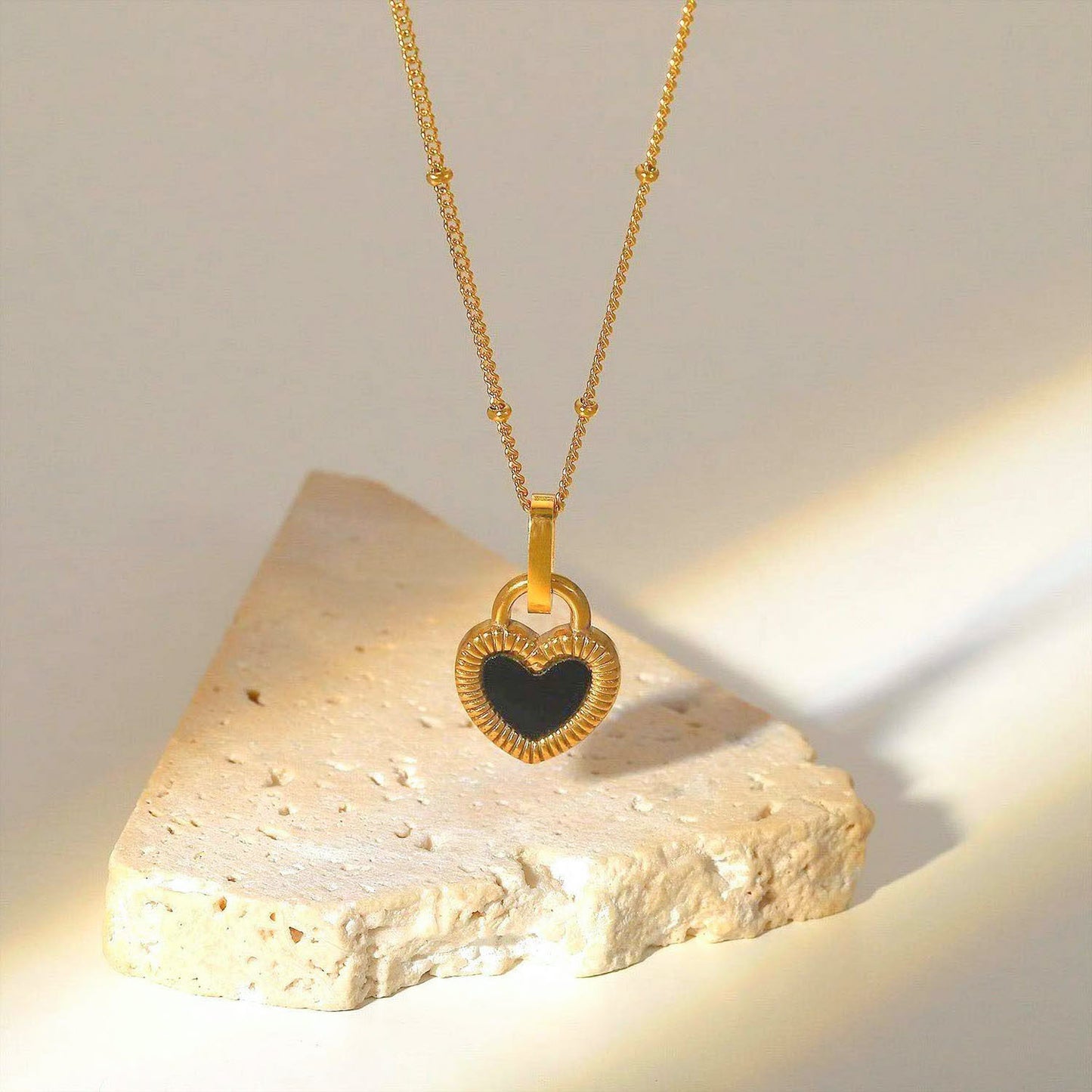 Gold Heart Lock Necklace