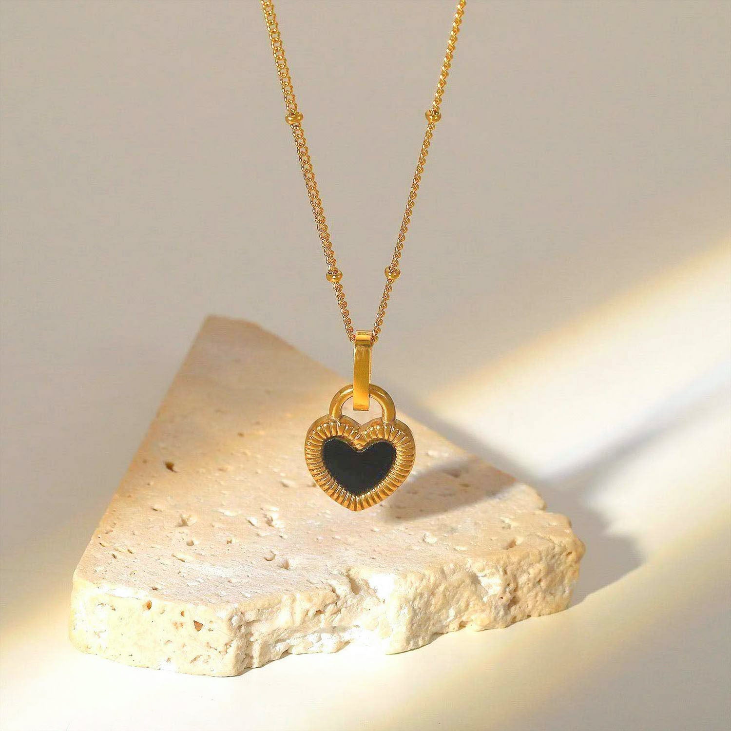 Gold Heart Lock Necklace