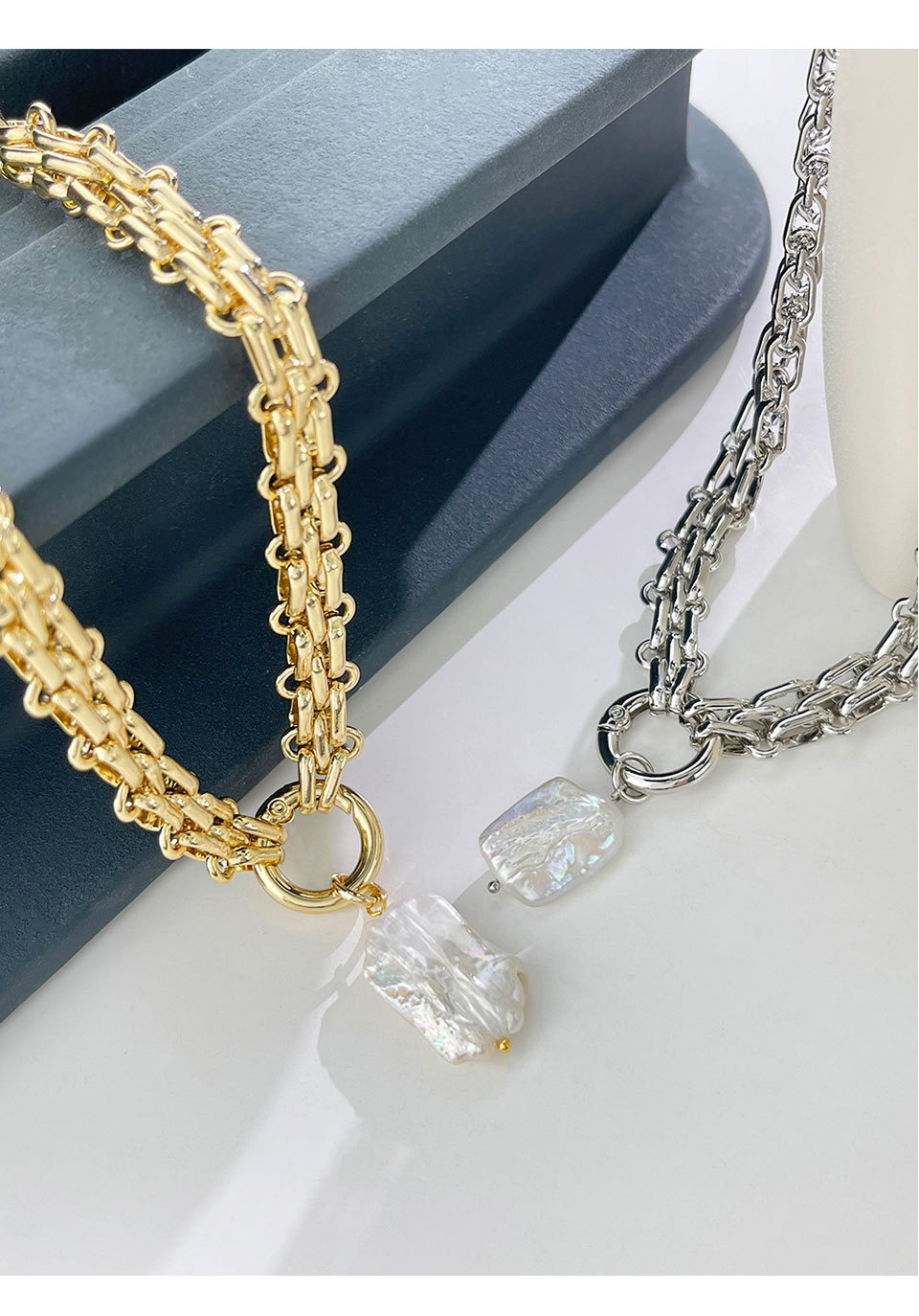 Natural Freshwater Square Pearl Pendant Necklace