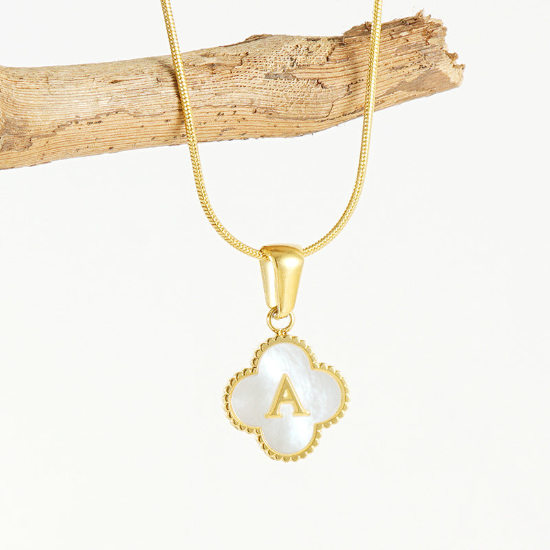 Letter Pendant Clover Necklace