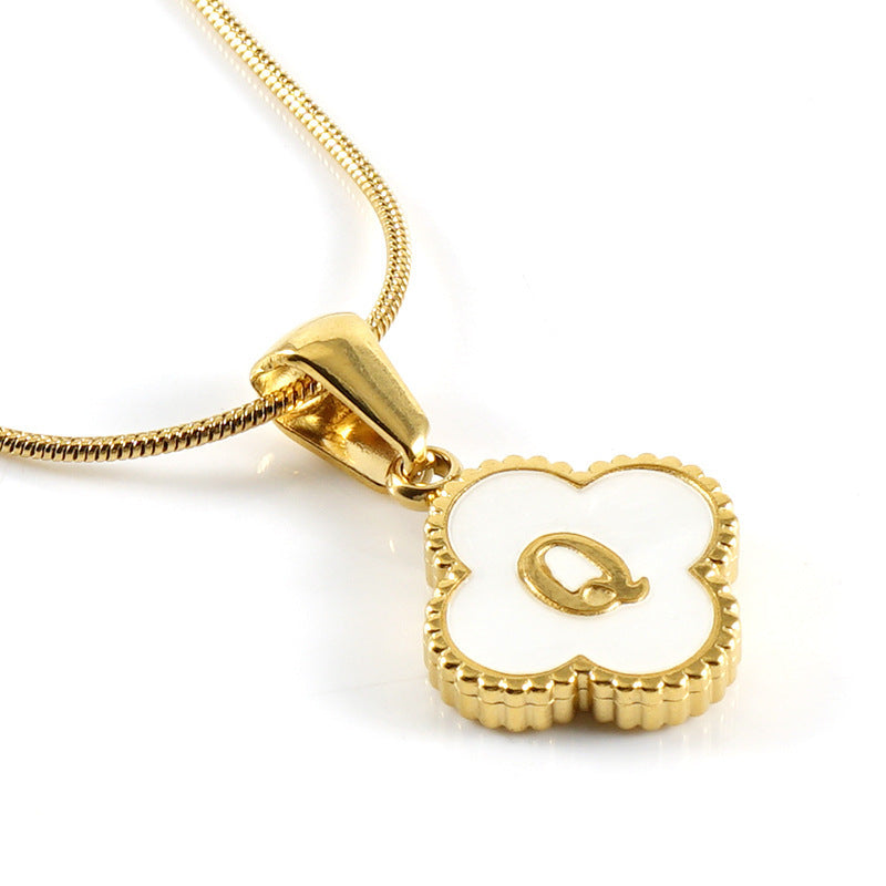 Letter Pendant Clover Necklace