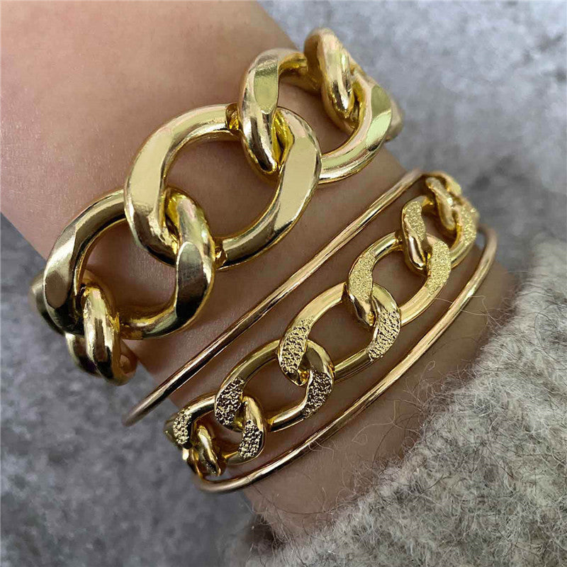 3 Piece Chunky Chain Bracelet Set