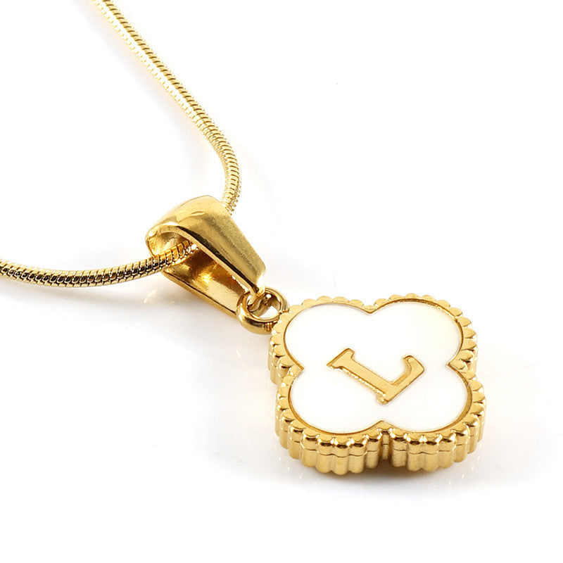 Letter Pendant Clover Necklace