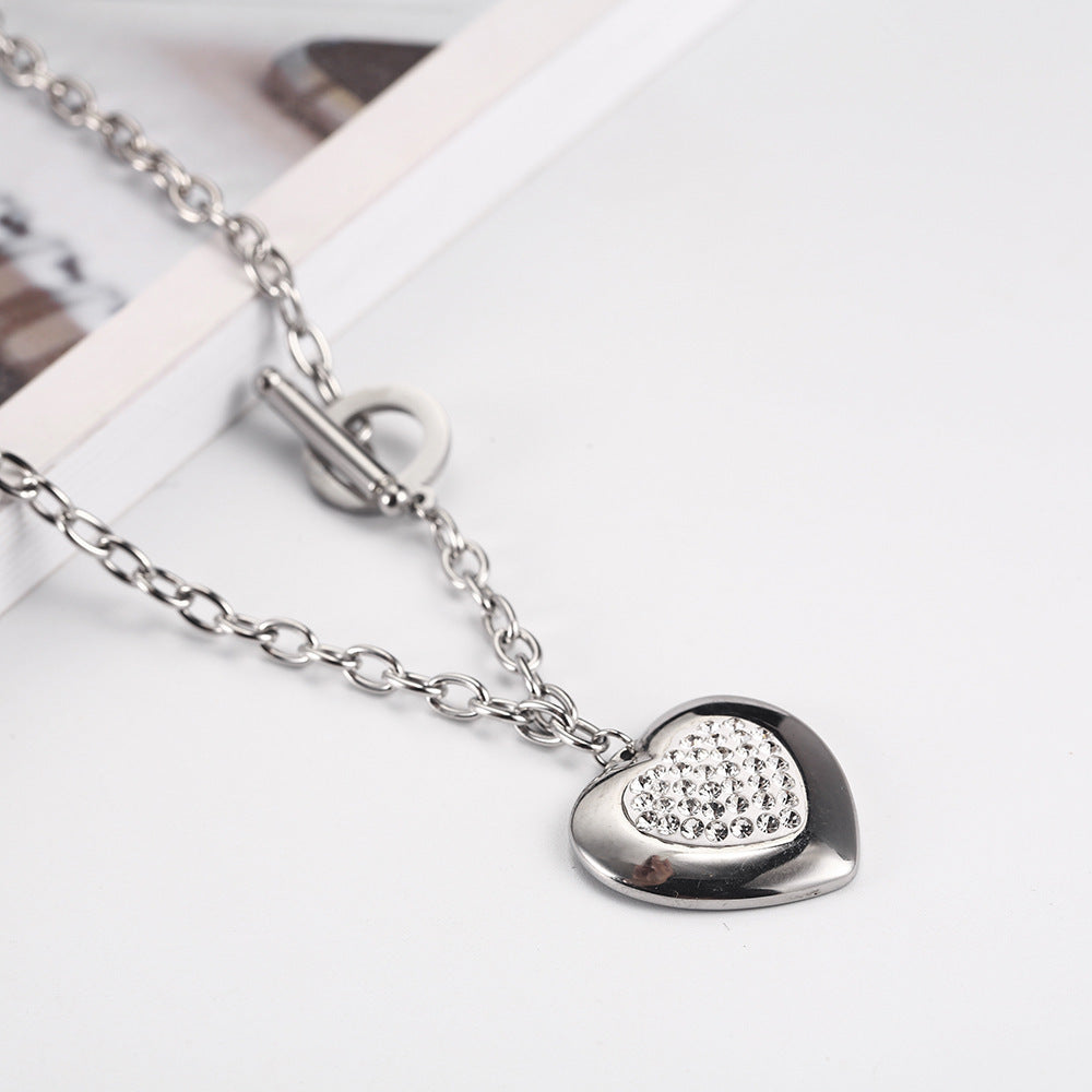 Heart Jewelry Set with Rhinestones