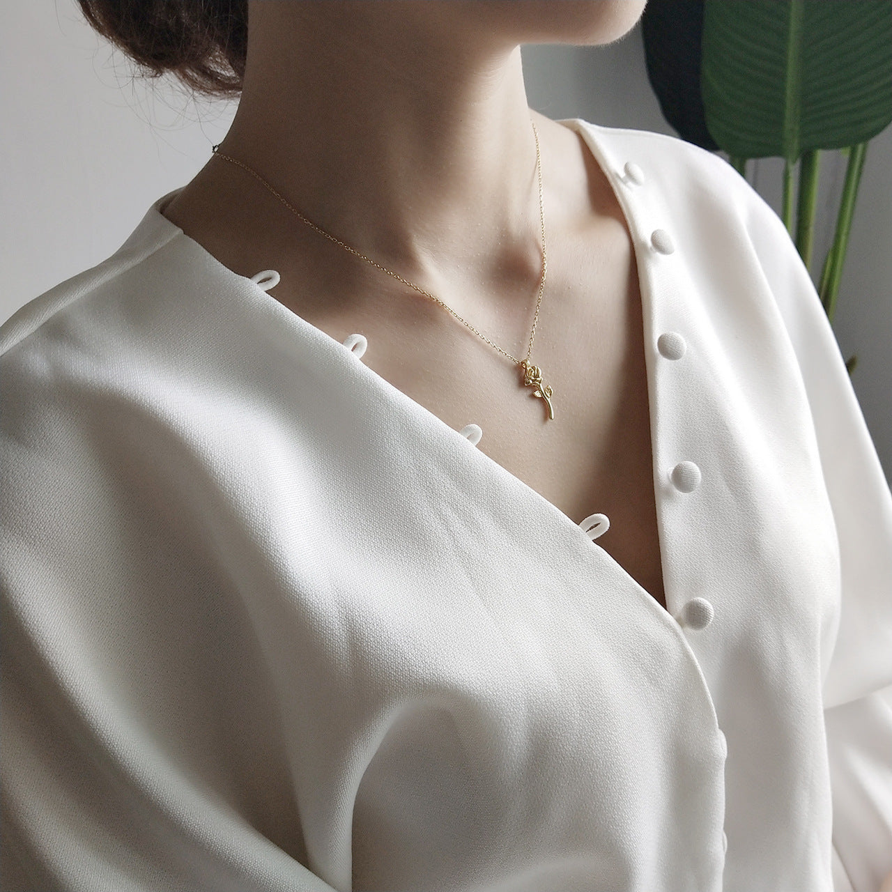 Rose Flower Gold Necklace: Sterling Silver Elegance | clairefranc.com
