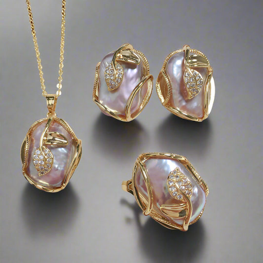 Elegant Baroque Pearl Jewelry Set