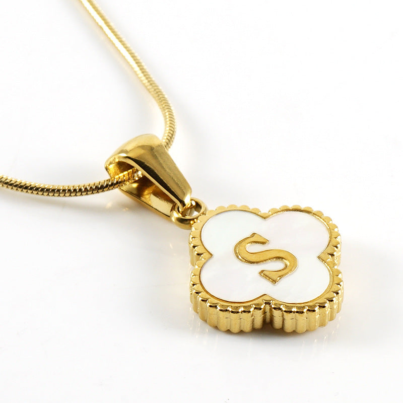 Letter Pendant Clover Necklace