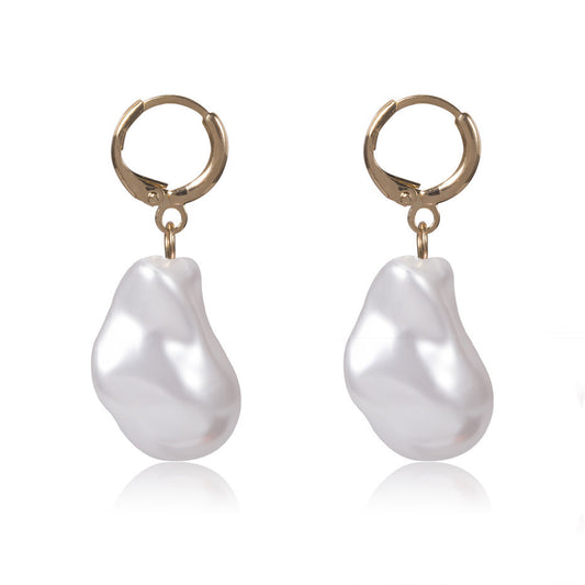 Baroque Pearl Huggie Earrings