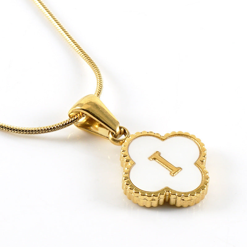 Letter Pendant Clover Necklace