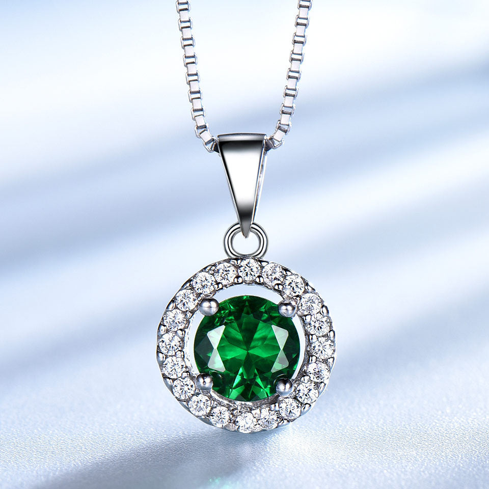 Emerald and Sterling Silver Jewelry Set