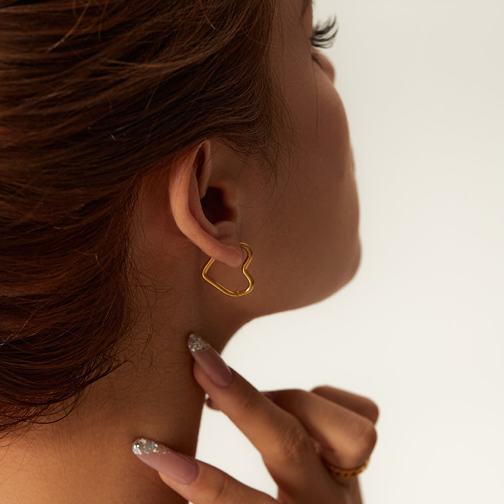 Gold Heart Hoop Earrings