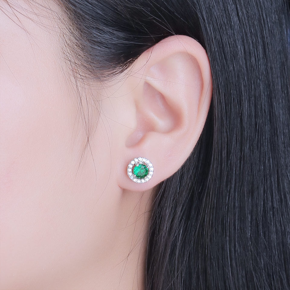 Emerald and Sterling Silver Jewelry Set