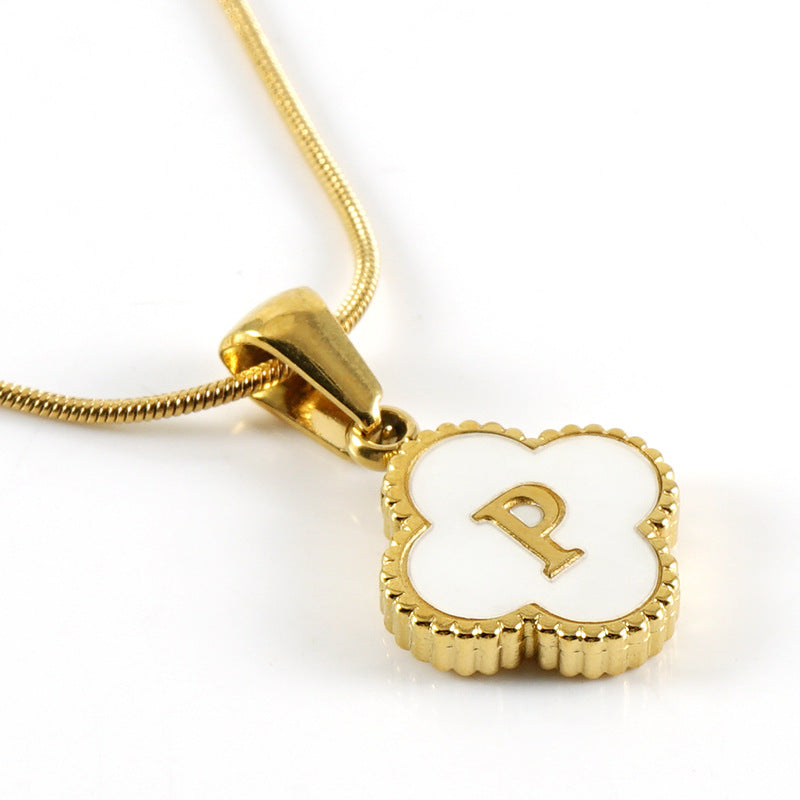 Letter Pendant Clover Necklace
