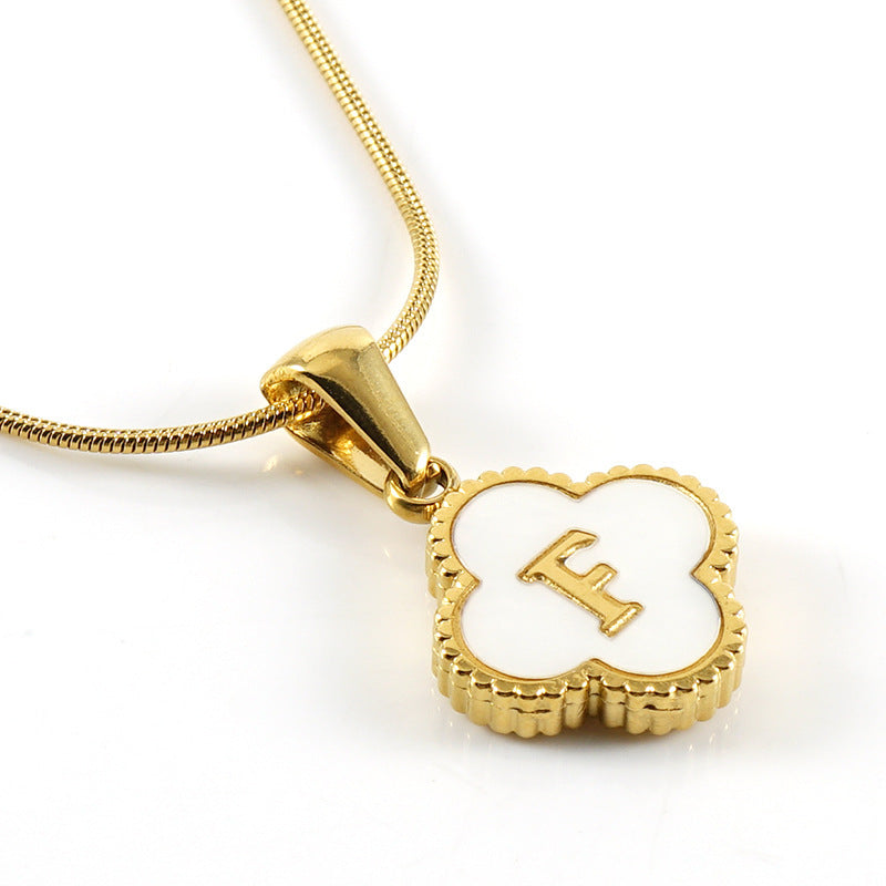 Letter Pendant Clover Necklace