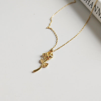 Rose Flower Gold Necklace: Sterling Silver Elegance | clairefranc.com