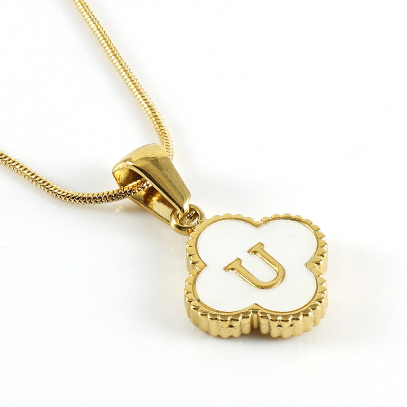 Letter Pendant Clover Necklace