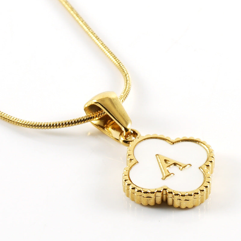 Letter Pendant Clover Necklace