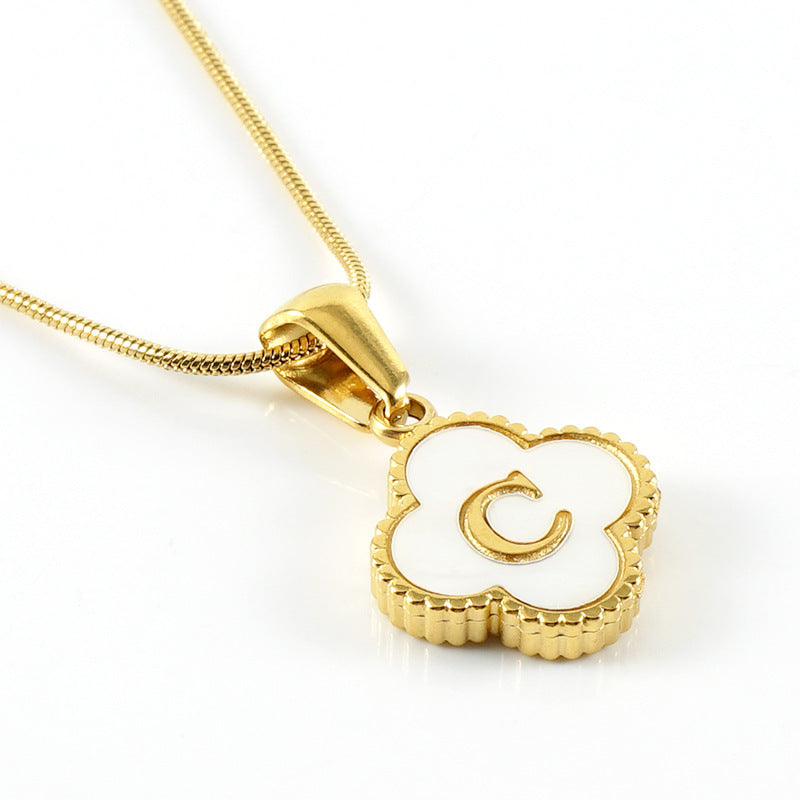 Letter Pendant Clover Necklace