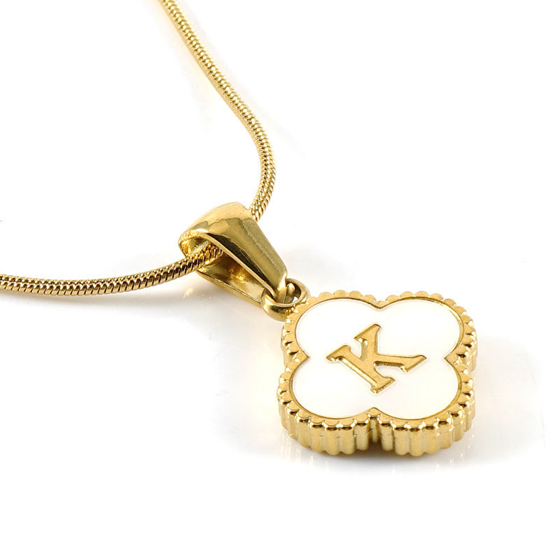 Letter Pendant Clover Necklace