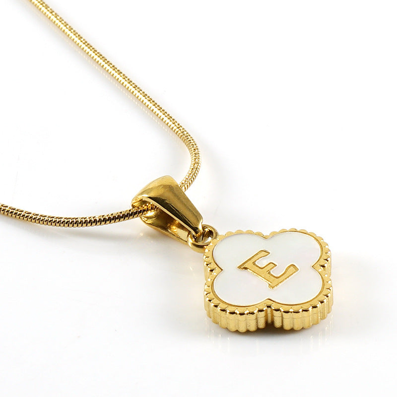Letter Pendant Clover Necklace