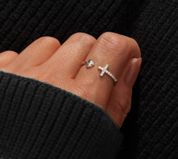 Cross Ring With Heart