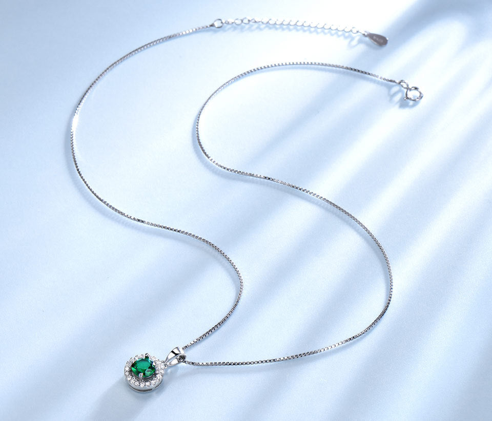 Emerald and Sterling Silver Jewelry Set