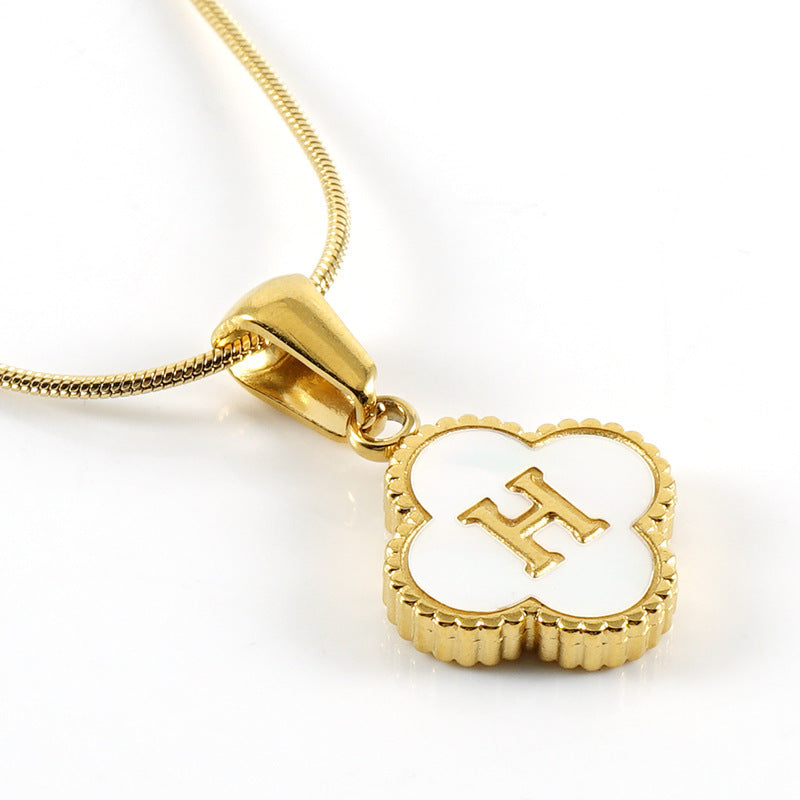 Letter Pendant Clover Necklace