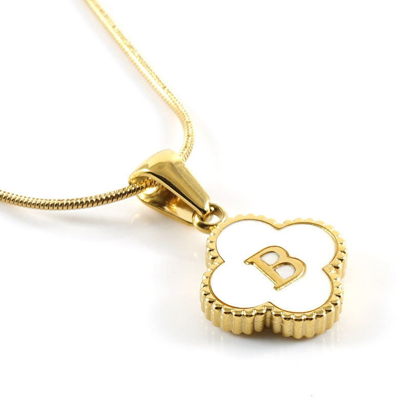 Letter Pendant Clover Necklace