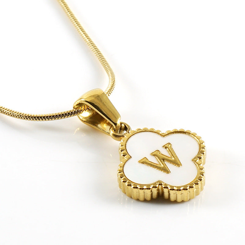 Letter Pendant Clover Necklace
