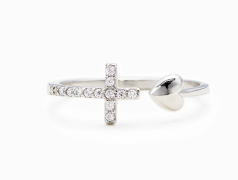 Cross Ring With Heart