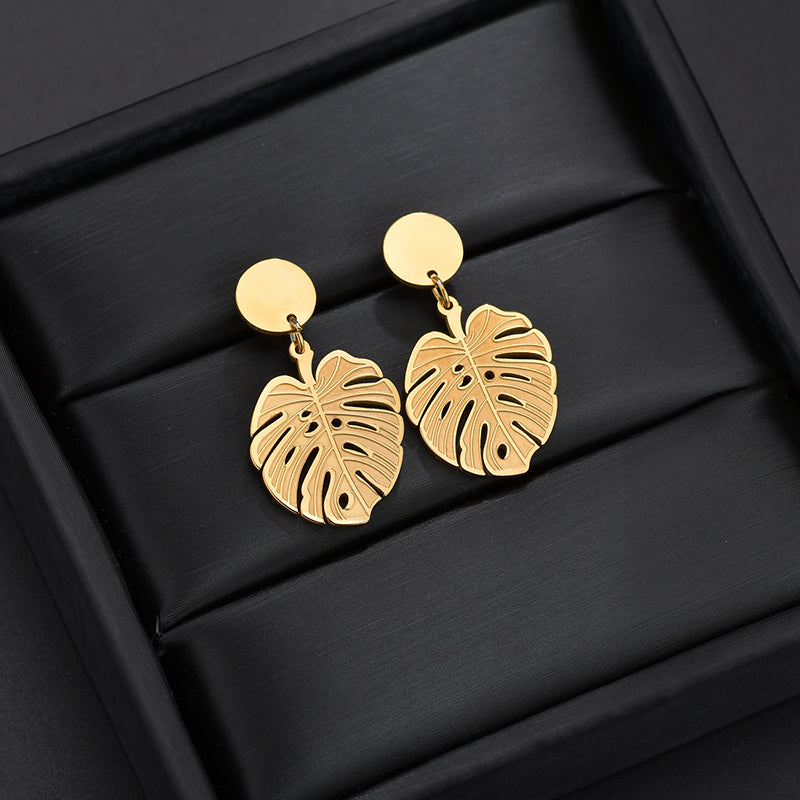 Gold Leaf Dangle Earrings