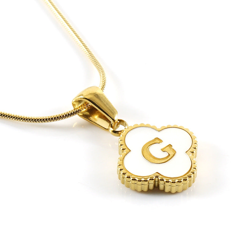 Letter Pendant Clover Necklace
