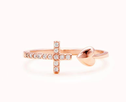 Cross Ring With Heart