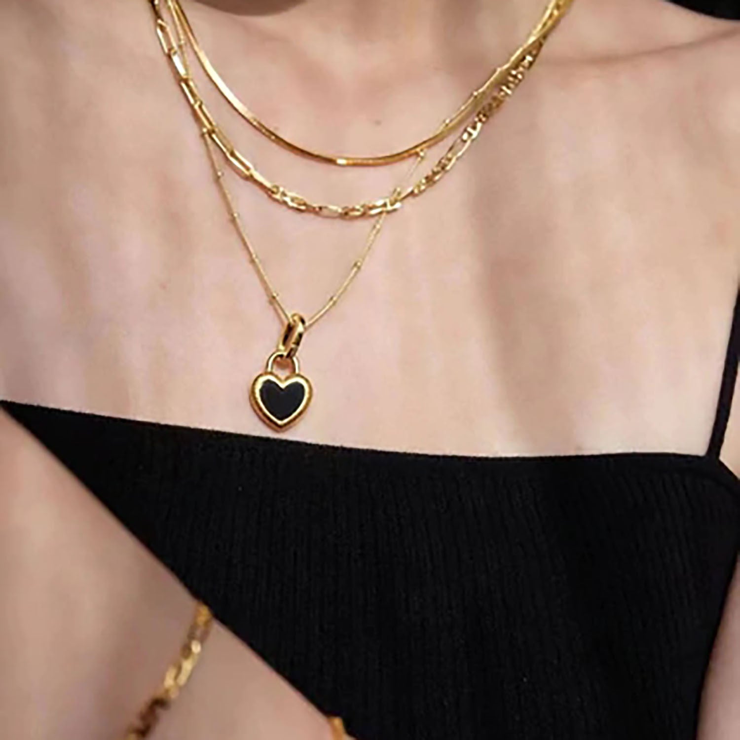 Gold Heart Lock Necklace