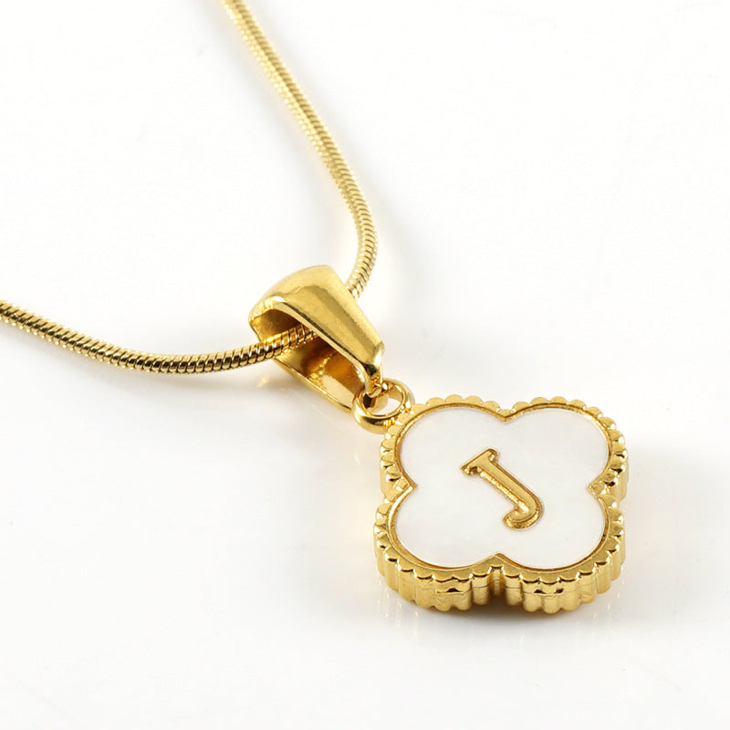 Letter Pendant Clover Necklace