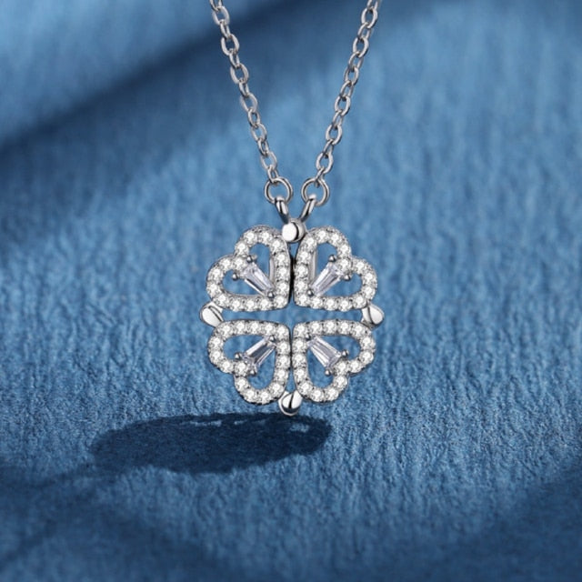 Magnetic Heart Clover Necklace
