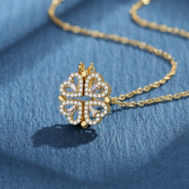 Magnetic Heart Clover Necklace