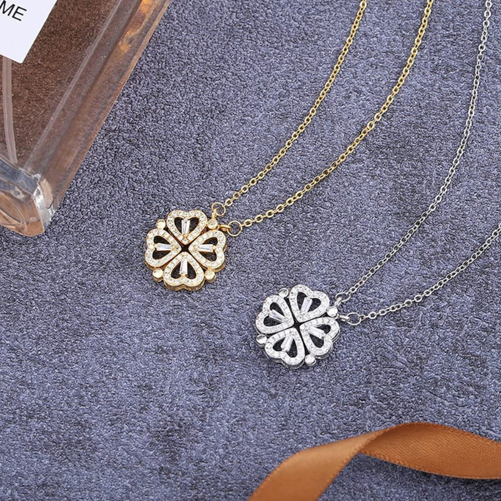Magnetic Heart Clover Necklace