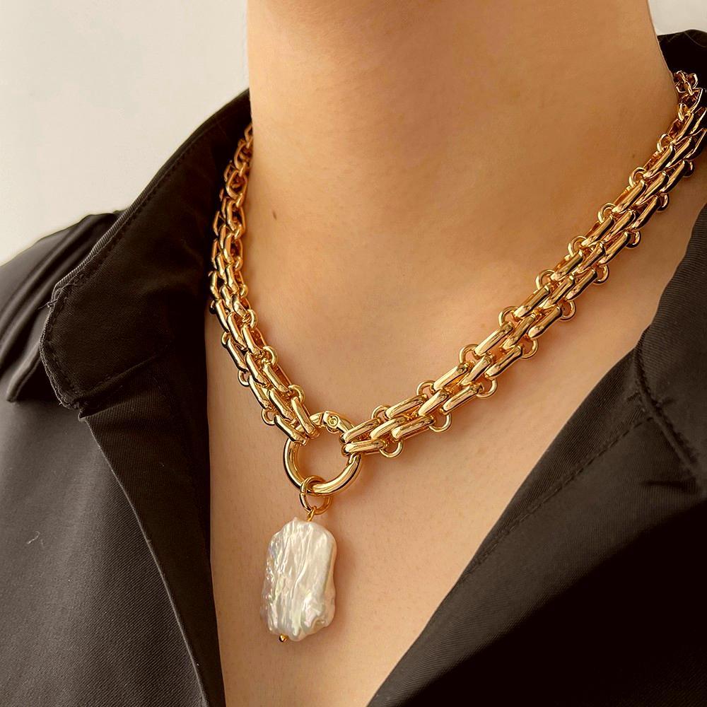 Natural Freshwater Square Pearl Pendant Necklace