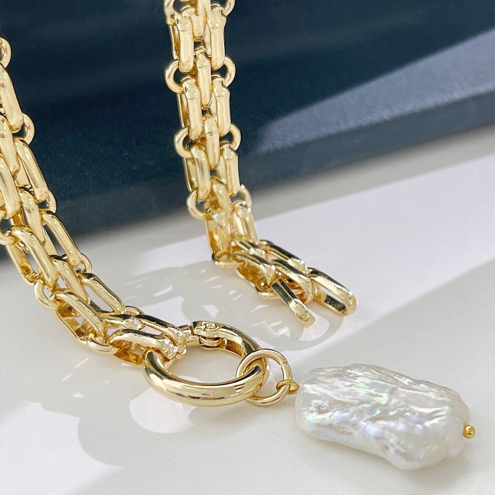 Natural Freshwater Square Pearl Pendant Necklace