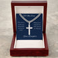 Personalized Cross Necklace with Cuban Chain - To Dad from Daughter