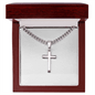 Personalized Cross Necklace with Cuban Chain - To Dad from Daughter