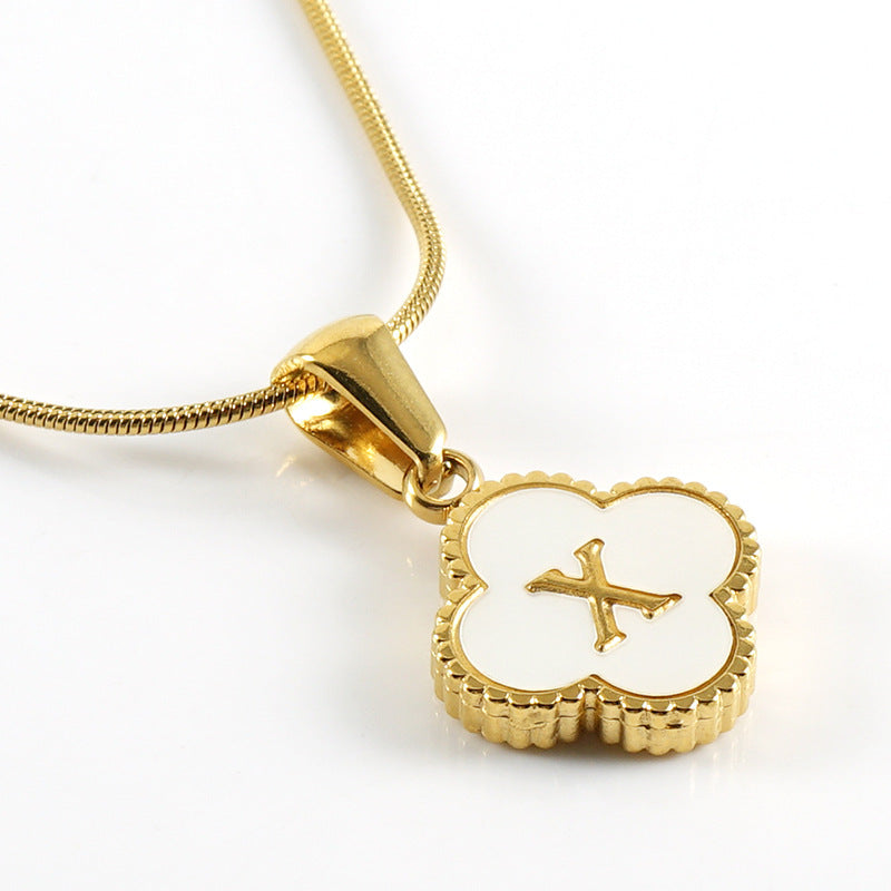 Letter Pendant Clover Necklace