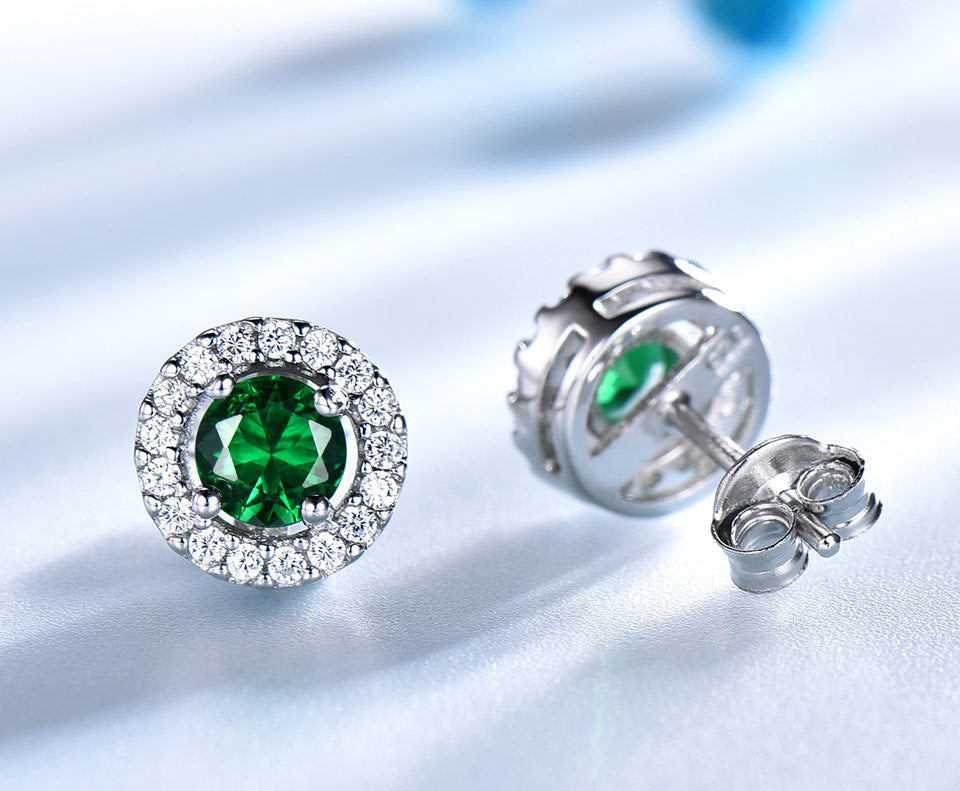 Emerald and Sterling Silver Jewelry Set