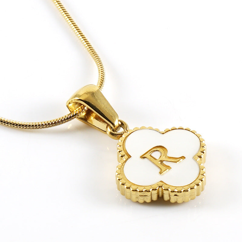 Letter Pendant Clover Necklace