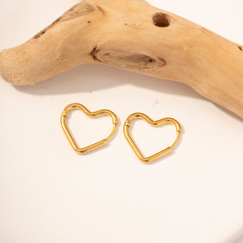 Gold Heart Hoop Earrings
