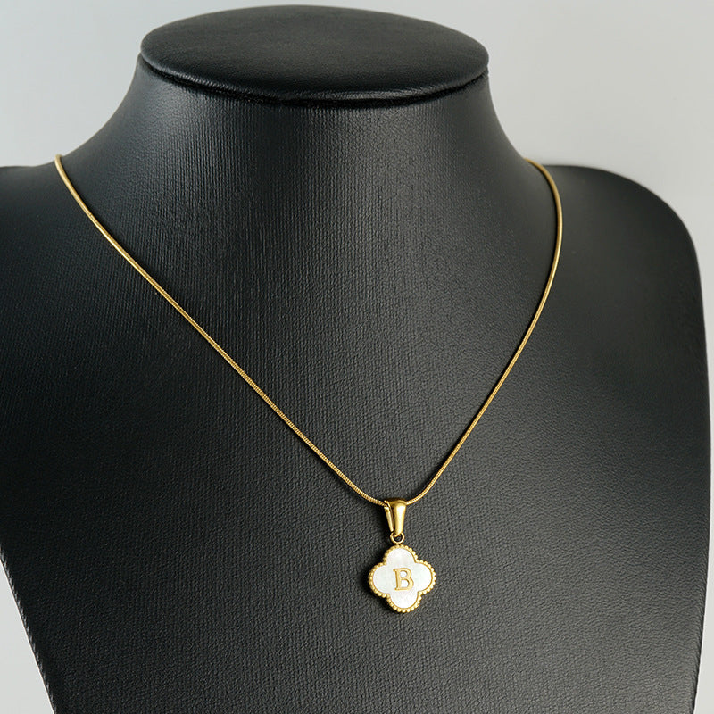 Letter Pendant Clover Necklace