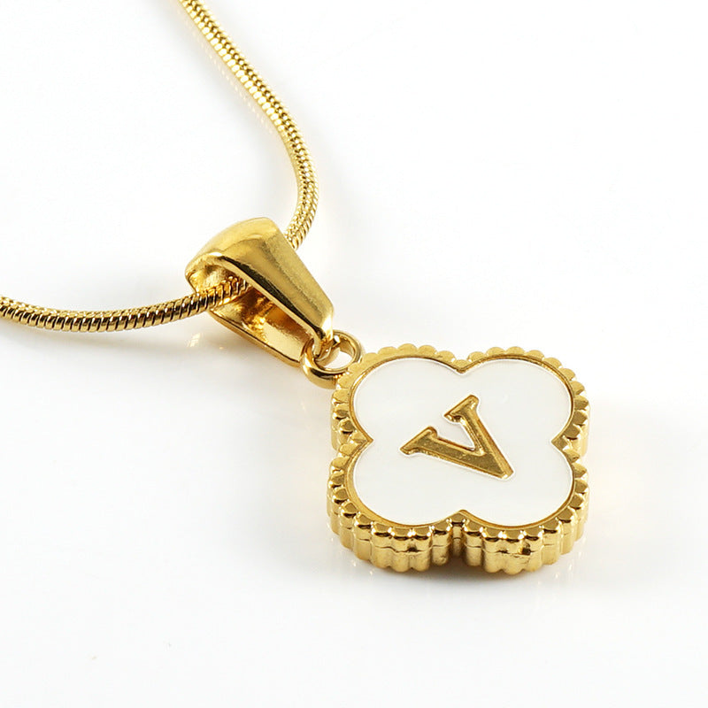 Letter Pendant Clover Necklace