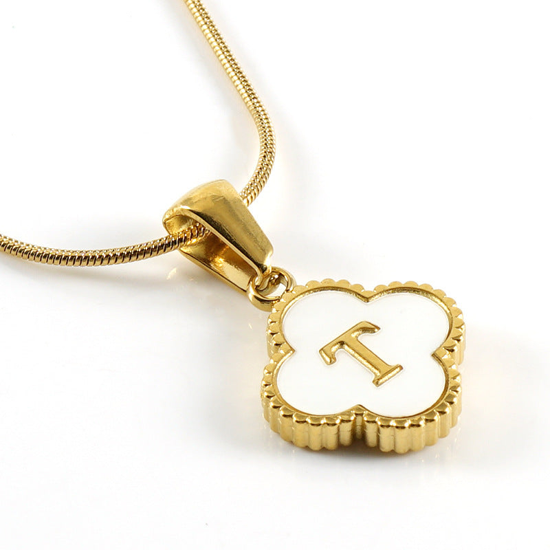Letter Pendant Clover Necklace